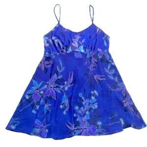 Secret Treasures Blue Babydoll Nightie Women Spaghetti Strap Sheer W Satin